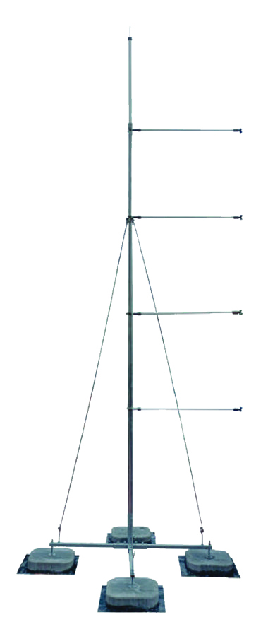 Мачта серии 40 изолированная на 4-опорной подставке шириной  750 мм, 750750 мм, длиной 7000 мм, толщиной (диаметром) 50 мм нержавеющая сталь ЗМИП.750.750.7000.50.6