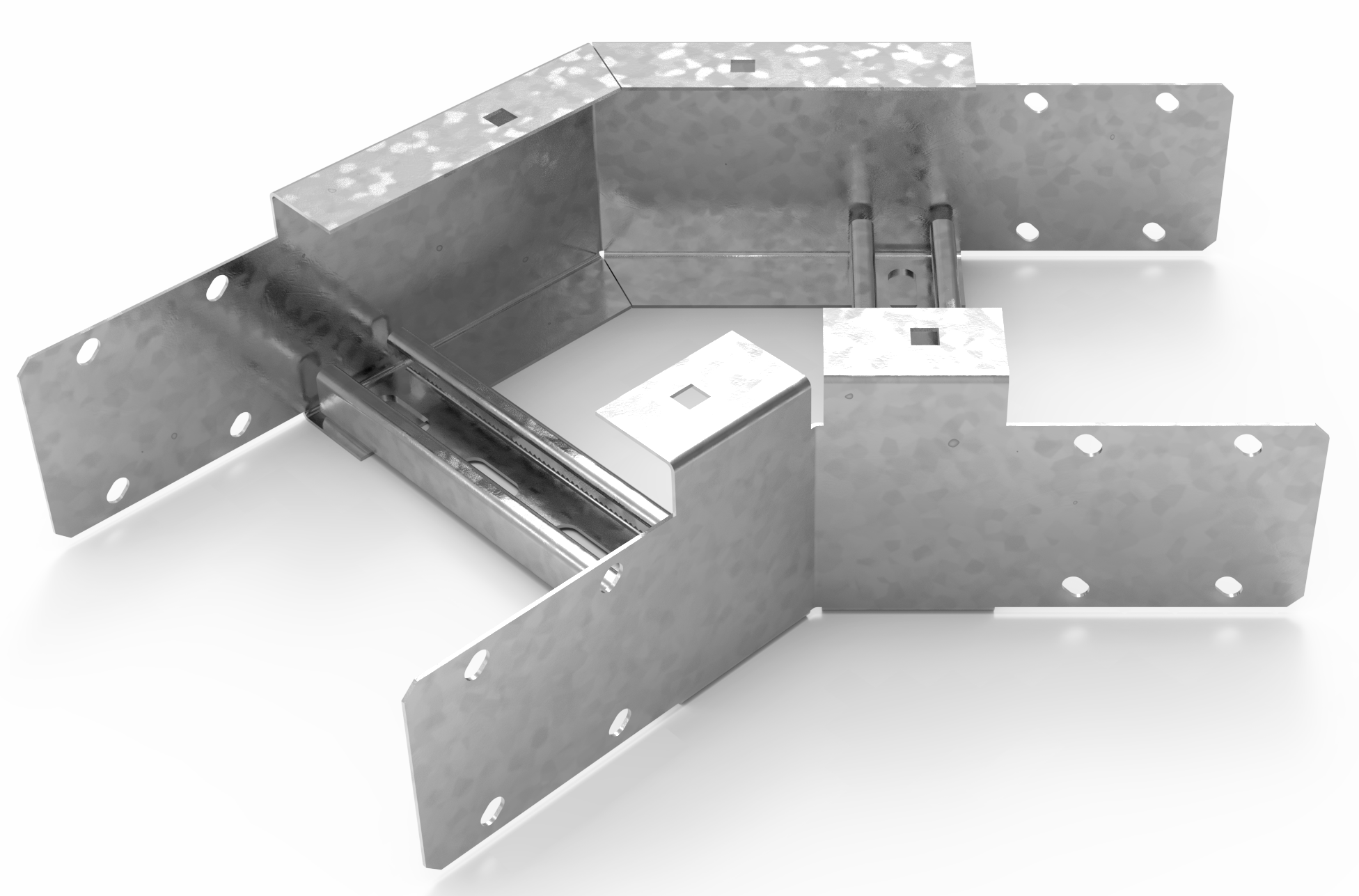 Кабельрост угловой  с R=100 мм 45 горизонтальный РУ145Г.300.200.100.2.2