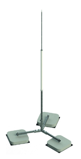 Мачта серии 40 изолированная от высокого напряжения  на треноге шириной  500 мм, высотой 500 мм, длиной 2000 мм, толщиной (диаметром) 50 мм алюминий ЗМНТ.500.500.2000.50.14