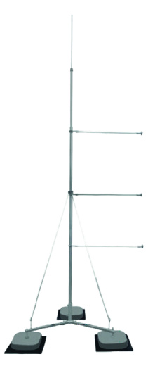 Мачта серии 40 изолированная на треноге шириной  750 мм, высотой 750 мм, длиной 5000 мм, толщиной (диаметром) 50 мм нержавеющая сталь ЗМИТ.750.750.5000.50.6